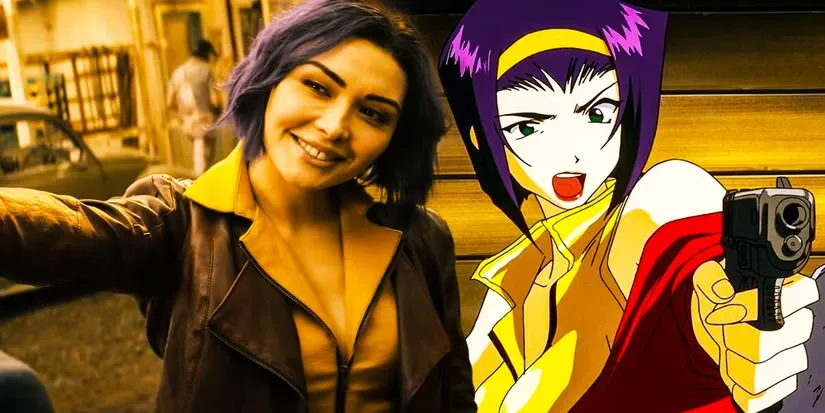 Comparação entre a Faye Valentine do anime e a Faye Valentine do live-action de Cowboy Bebop, destacando diferenças de visual, figurino e personalidade na adaptação da Netflix.