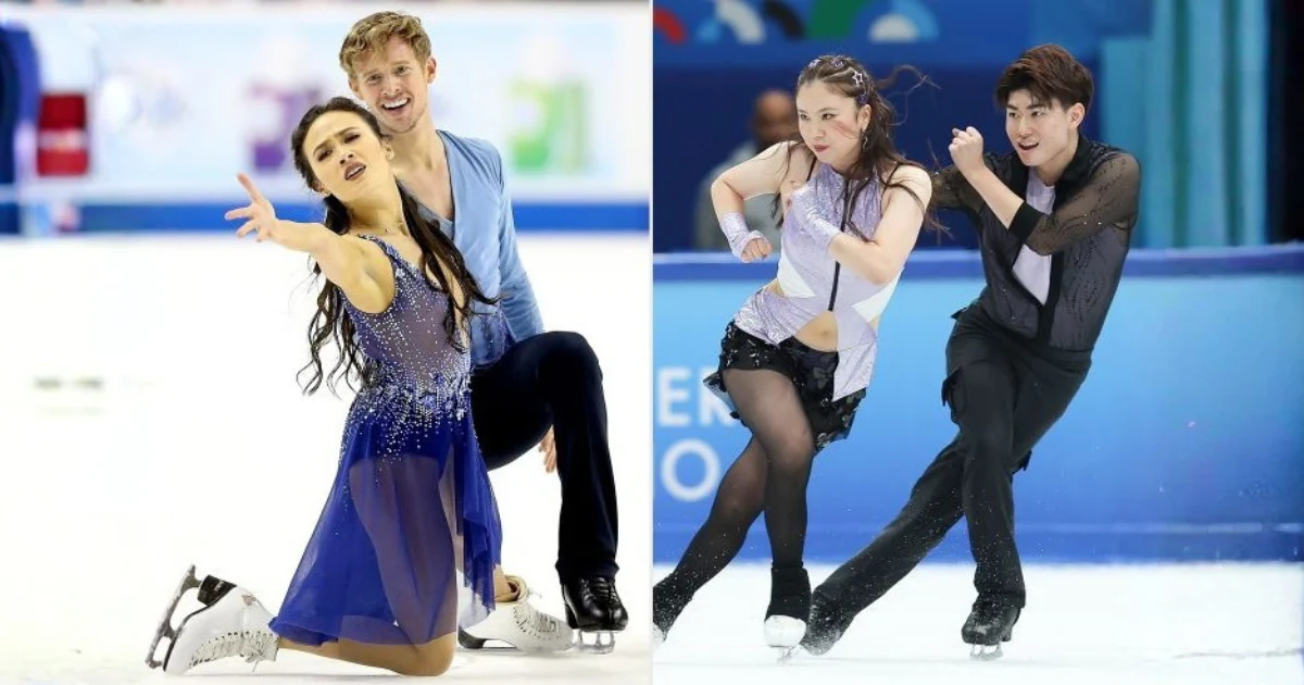 Madison Chock and Evan Bates compete in the Free Dance during the 2018 Prudential U.S. Figure Skating Championships at the SAP Center on Jan. 7, 2018, in San Jose, Calif. ; Utana Yoshida and Masaya Morita of Japan compete in the Ice Dance Rhythm Dance during the ISU Figure Skating Qualifier 2025 at National Olympic Stadium on Sept. 19, 2025, in Beijing, China.Credit : Matthew Stockman/Getty; Emmanuel Wong - International Skating Union/International Skating Union via Getty
